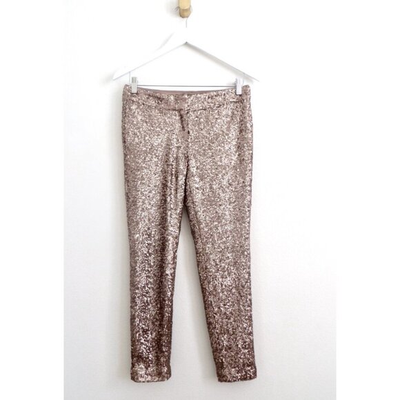 Ann Taylor Sequin Dress Pants  Copper Gold SZ 0 - Picture 6 of 11
